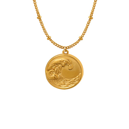 Wholesale Ins Style Casual Phoenix Titanium Steel 18k Gold Plated Titanium Steel Pendant Necklace