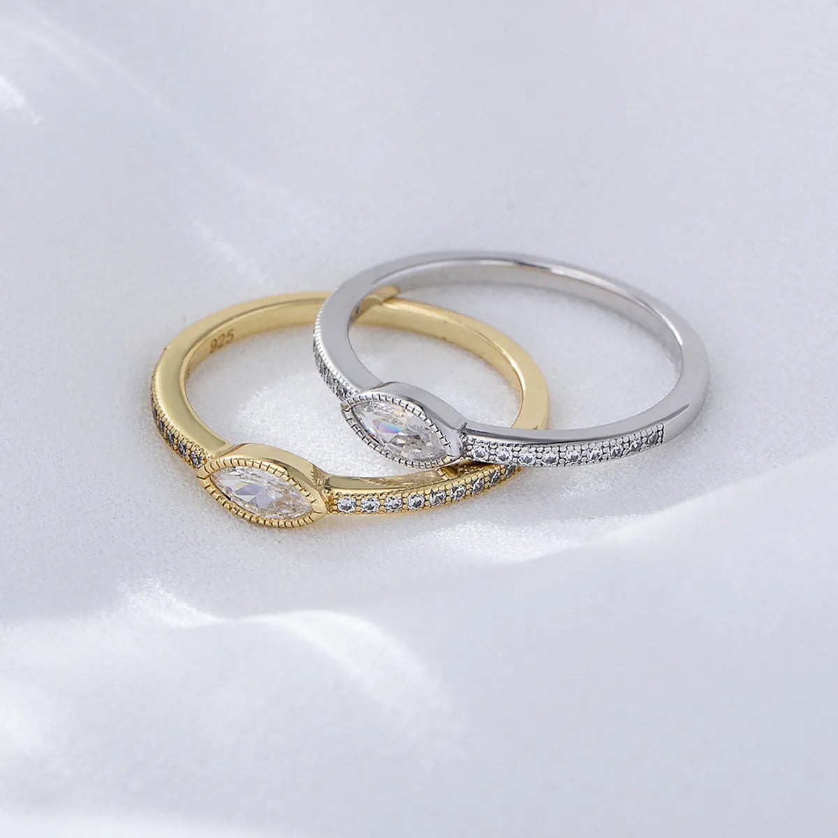 Wholesale Ins Style Modern Style Korean Style Oval Sterling Silver Zircon Rings