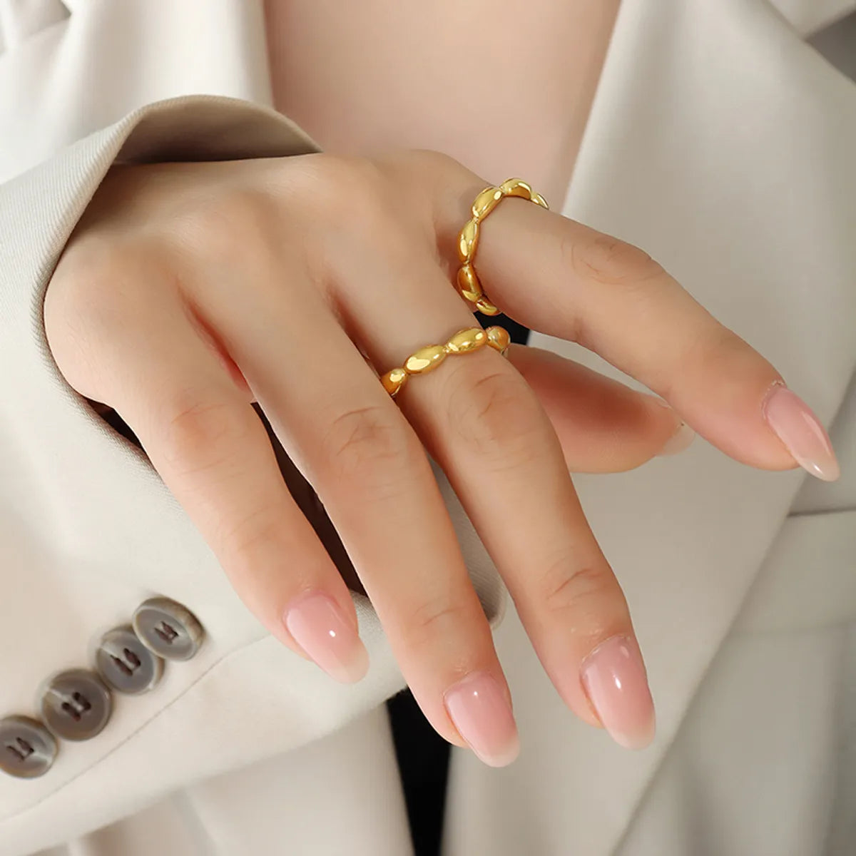 Wholesale Jewelry INS Style Modern Style Oval 304 Stainless Steel 18K Gold Plated Plating Open Ring