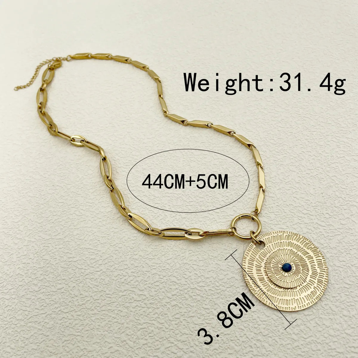 Wholesale Ins Style Round Stainless Steel 14k Gold Plated Natural Stone Pendant Necklace