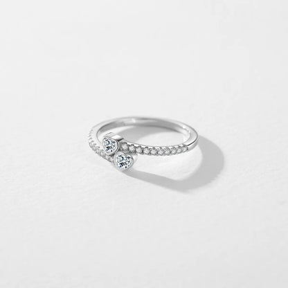 Wholesale Ins Style Simple Style Heart Shape Sterling Silver Rhodium Plated Zircon Rings