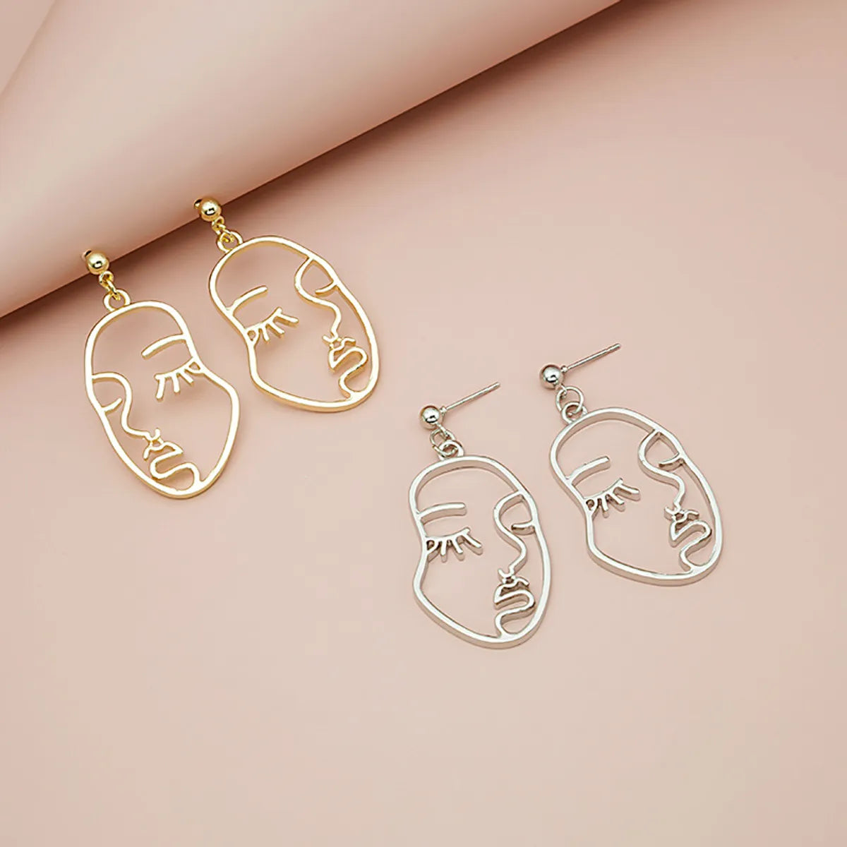 Wholesale Jewelry 1 Pair Artistic Human Face Alloy Gold Plated Silver Plated Drop Earrings