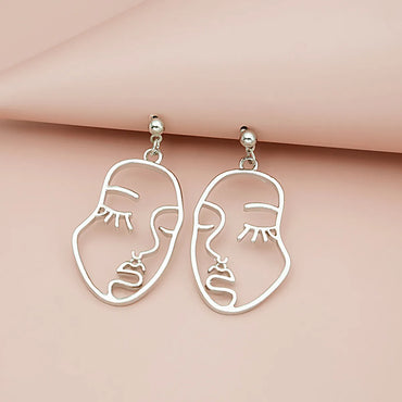 Wholesale Jewelry 1 Pair Artistic Human Face Alloy Gold Plated Silver Plated Drop Earrings