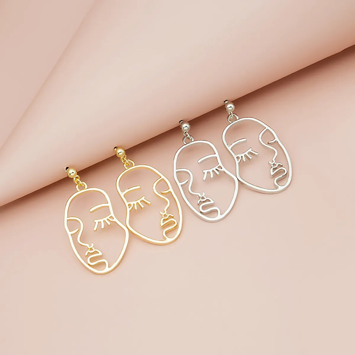 Wholesale Jewelry 1 Pair Artistic Human Face Alloy Gold Plated Silver Plated Drop Earrings