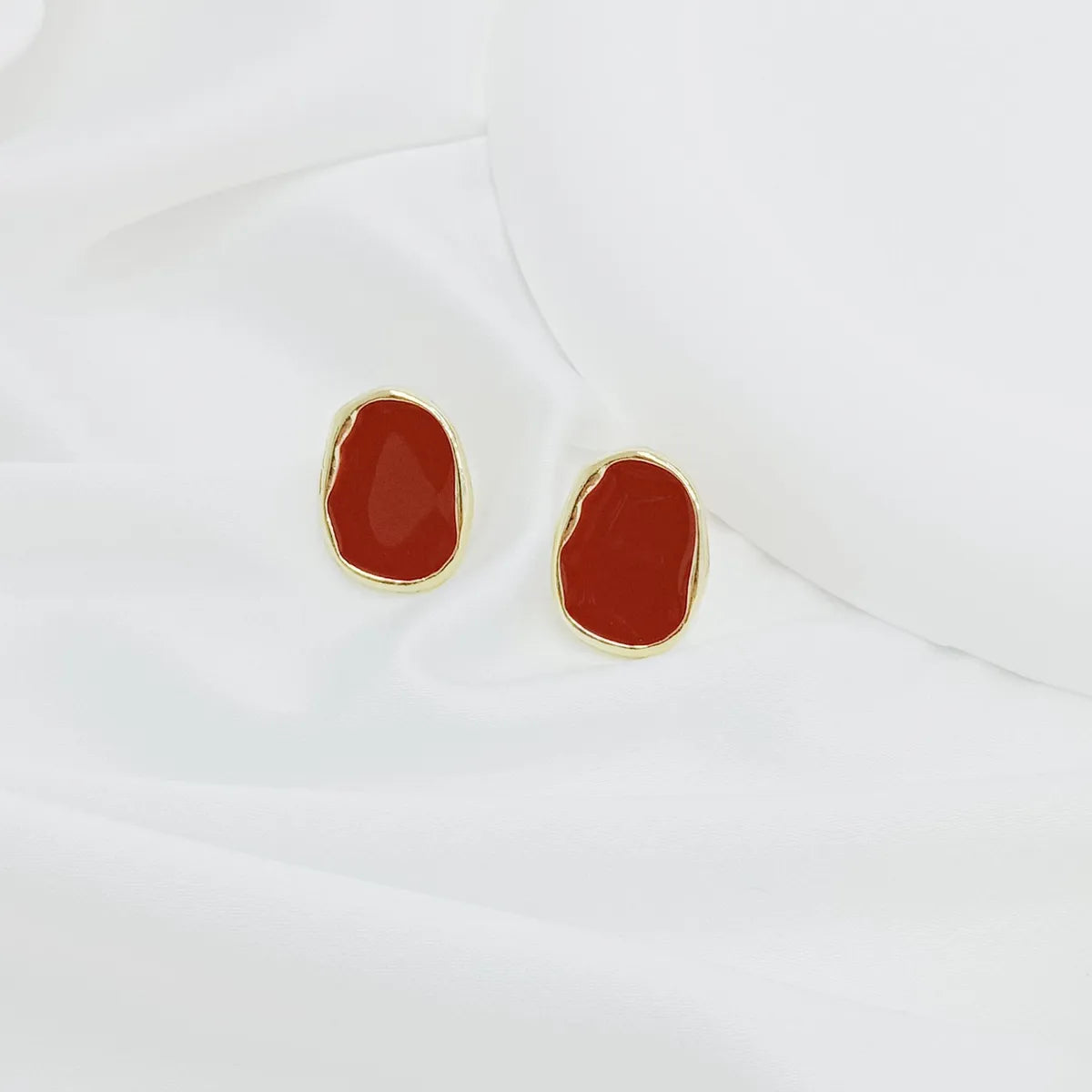 Wholesale Jewelry 1 Pair Artistic Irregular Oval Alloy 18k Gold Plated Ear Studs