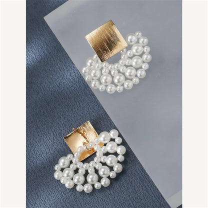 Wholesale Jewelry 1 Pair Artistic Sector Artificial Pearl Alloy Ear Studs