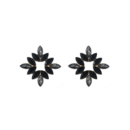 Wholesale Jewelry 1 Pair Baroque Style Flower Alloy Rhinestones Glass Gold Plated Ear Studs