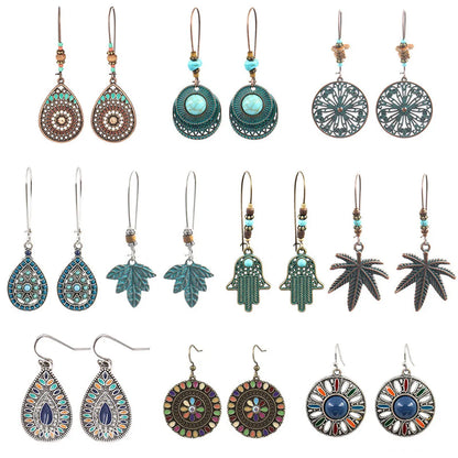 Wholesale Jewelry 1 Pair Bohemian Geometric Alloy Turquoise Drop Earrings