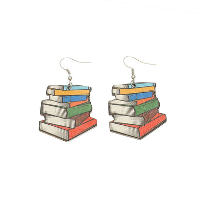 Wholesale Jewelry 1 Pair Cartoon Style Book Wood Drop Earrings