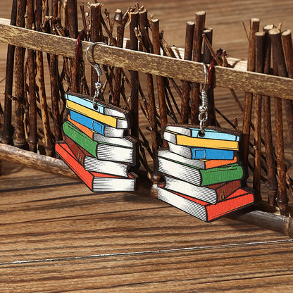 Wholesale Jewelry 1 Pair Cartoon Style Book Wood Drop Earrings