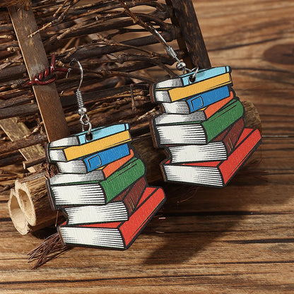 Wholesale Jewelry 1 Pair Cartoon Style Book Wood Drop Earrings