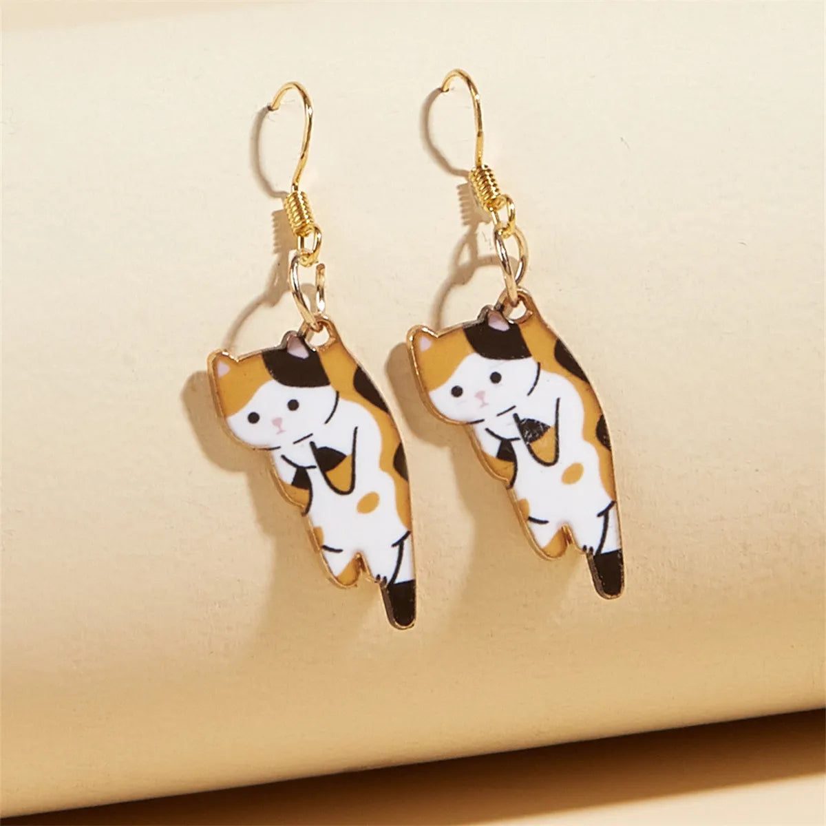 1 Pair Cartoon Style Cat Plating Alloy Drop Earrings