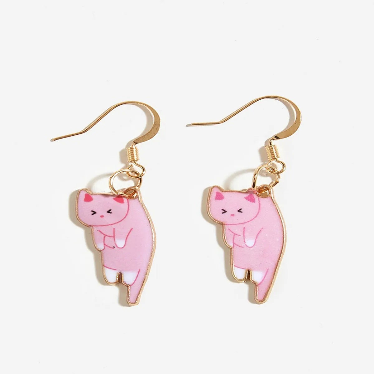 1 Pair Cartoon Style Cat Plating Alloy Drop Earrings