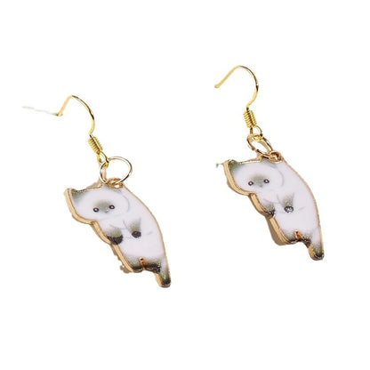 1 Pair Cartoon Style Cat Plating Alloy Drop Earrings