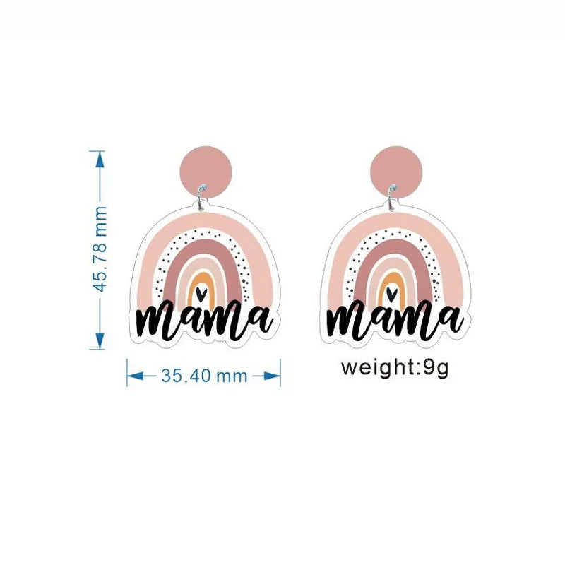 Wholesale Jewelry 1 Pair Cartoon Style Mama Doll Letter Rainbow Arylic Drop Earrings