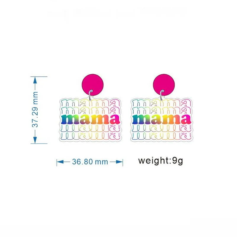 Wholesale Jewelry 1 Pair Cartoon Style Mama Doll Letter Rainbow Arylic Drop Earrings