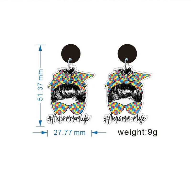 Wholesale Jewelry 1 Pair Cartoon Style Mama Doll Letter Rainbow Arylic Drop Earrings