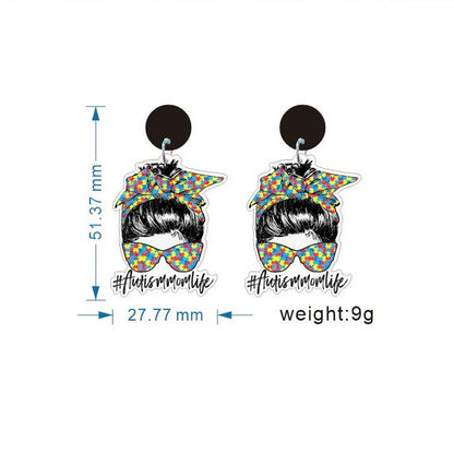 Wholesale Jewelry 1 Pair Cartoon Style Mama Doll Letter Rainbow Arylic Drop Earrings