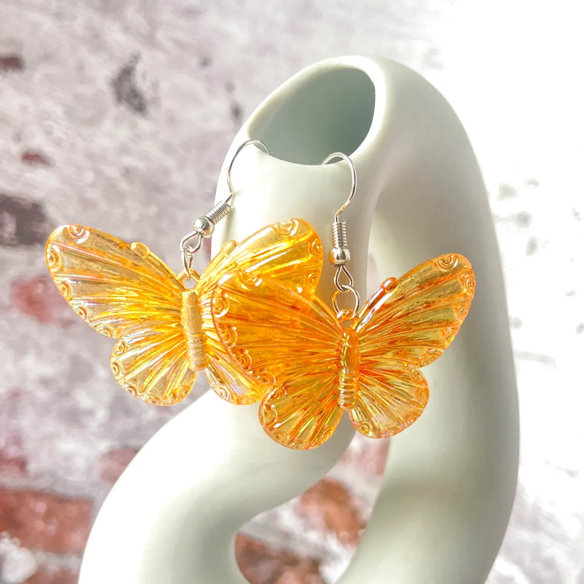 1 Pair Cute Butterfly Patchwork Arylic Drop Earrings