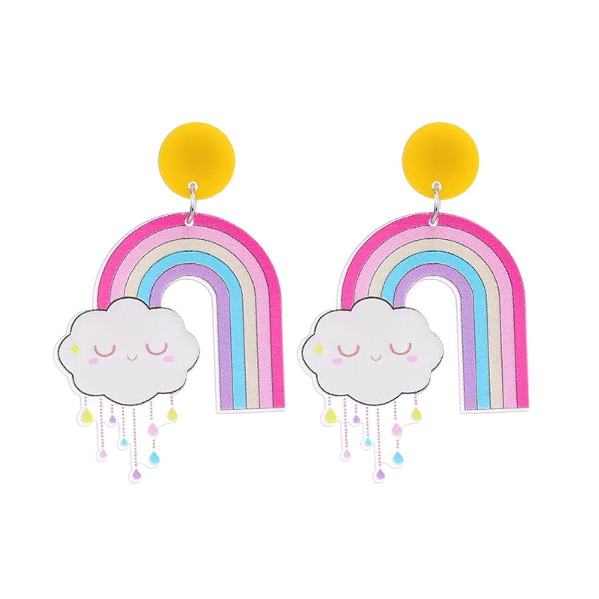 Wholesale Jewelry 1 Pair Cute Clouds Rainbow Arylic Drop Earrings