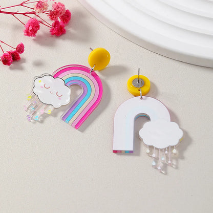 Wholesale Jewelry 1 Pair Cute Clouds Rainbow Arylic Drop Earrings