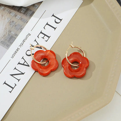 Wholesale Jewelry 1 Pair Cute Flower Alloy Earrings