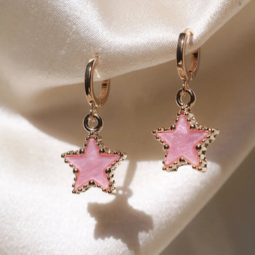 Wholesale Jewelry 1 Pair Cute Pentagram Alloy Acrylic Drop Earrings