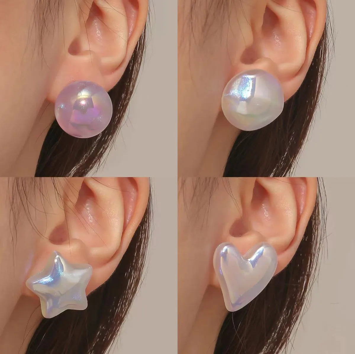 Wholesale Jewelry 1 Pair Cute Star Heart Shape Rhombus Imitation Pearl Ear Studs