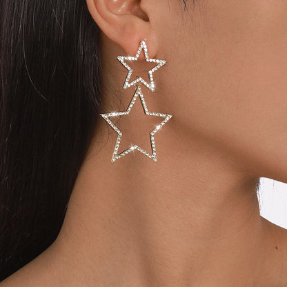 Wholesale Jewelry 1 Pair Elegant Star Alloy Rhinestones Earrings