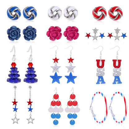 Wholesale Jewelry 1 Pair Ethnic Style American Flag Alloy Hoop Earrings Ear Hook