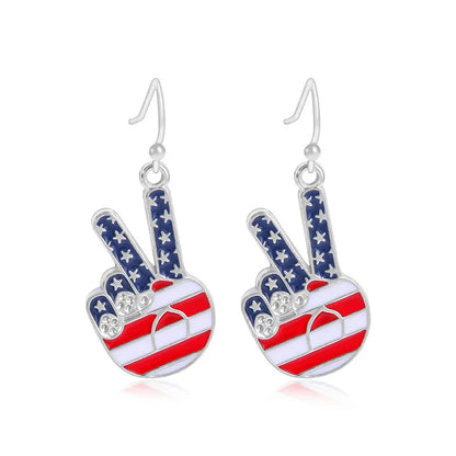 Wholesale Jewelry 1 Pair Ethnic Style American Flag Alloy Hoop Earrings Ear Hook