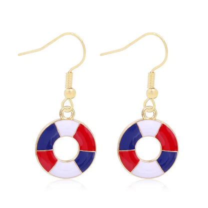 Wholesale Jewelry 1 Pair Ethnic Style American Flag Alloy Hoop Earrings Ear Hook