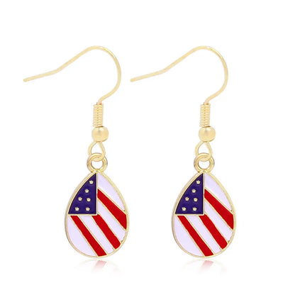 Wholesale Jewelry 1 Pair Ethnic Style American Flag Alloy Hoop Earrings Ear Hook