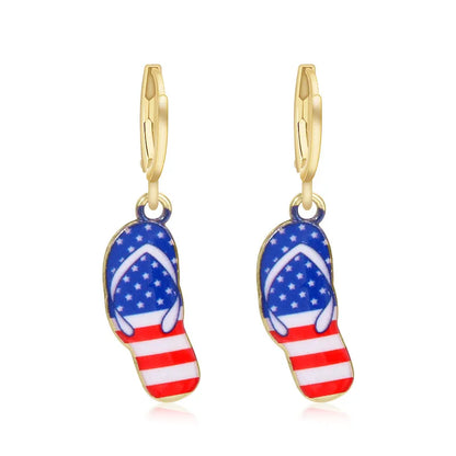 Wholesale Jewelry 1 Pair Ethnic Style American Flag Alloy Hoop Earrings Ear Hook