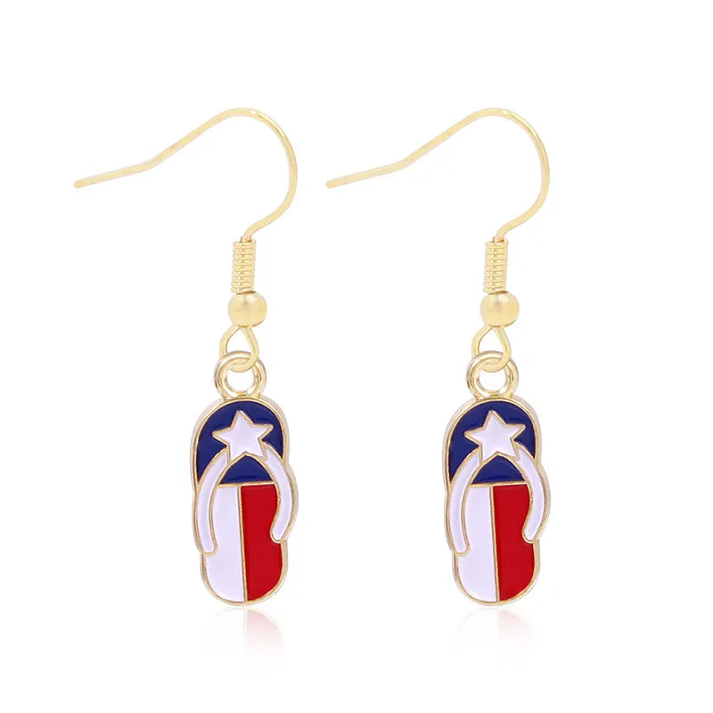 Wholesale Jewelry 1 Pair Ethnic Style American Flag Alloy Hoop Earrings Ear Hook