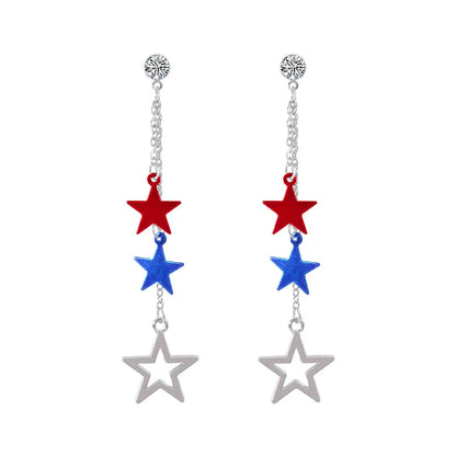 Wholesale Jewelry 1 Pair Ethnic Style American Flag Alloy Hoop Earrings Ear Hook