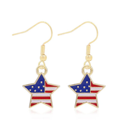 Wholesale Jewelry 1 Pair Ethnic Style American Flag Alloy Hoop Earrings Ear Hook