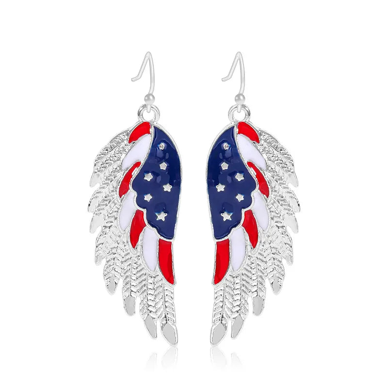 Wholesale Jewelry 1 Pair Ethnic Style American Flag Alloy Hoop Earrings Ear Hook