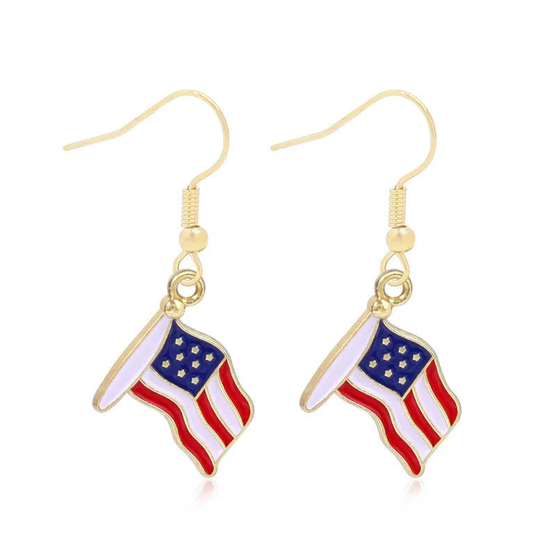 Wholesale Jewelry 1 Pair Ethnic Style American Flag Alloy Hoop Earrings Ear Hook