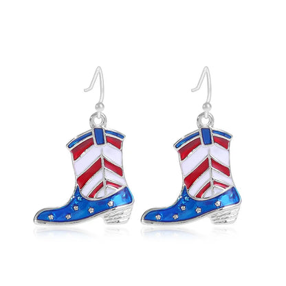 Wholesale Jewelry 1 Pair Ethnic Style American Flag Alloy Hoop Earrings Ear Hook