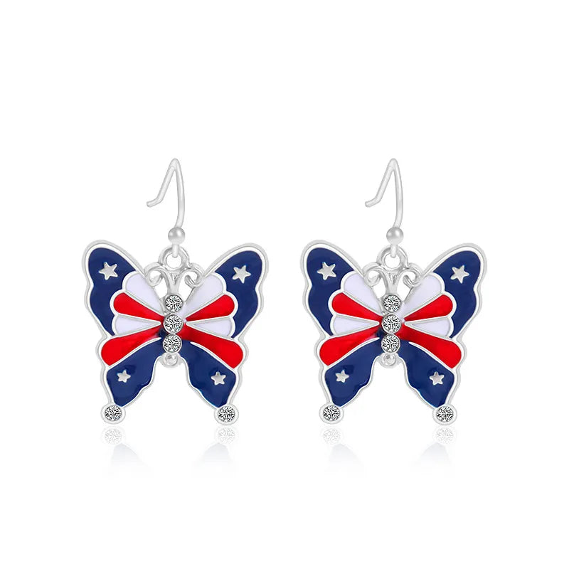 Wholesale Jewelry 1 Pair Ethnic Style American Flag Alloy Hoop Earrings Ear Hook