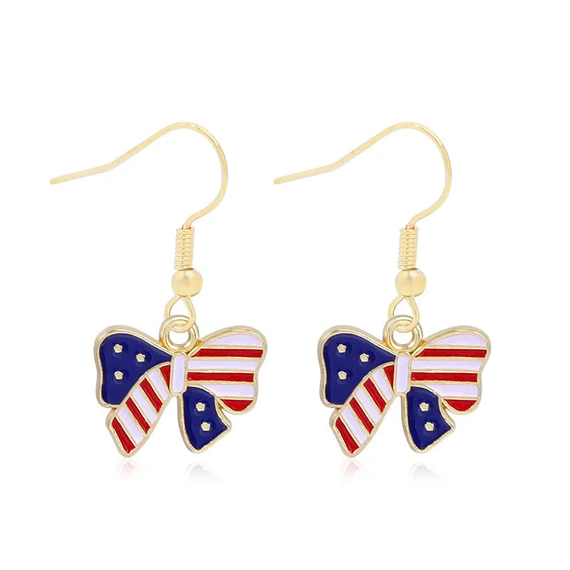 Wholesale Jewelry 1 Pair Ethnic Style American Flag Alloy Hoop Earrings Ear Hook