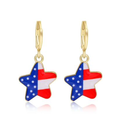 Wholesale Jewelry 1 Pair Ethnic Style American Flag Alloy Hoop Earrings Ear Hook