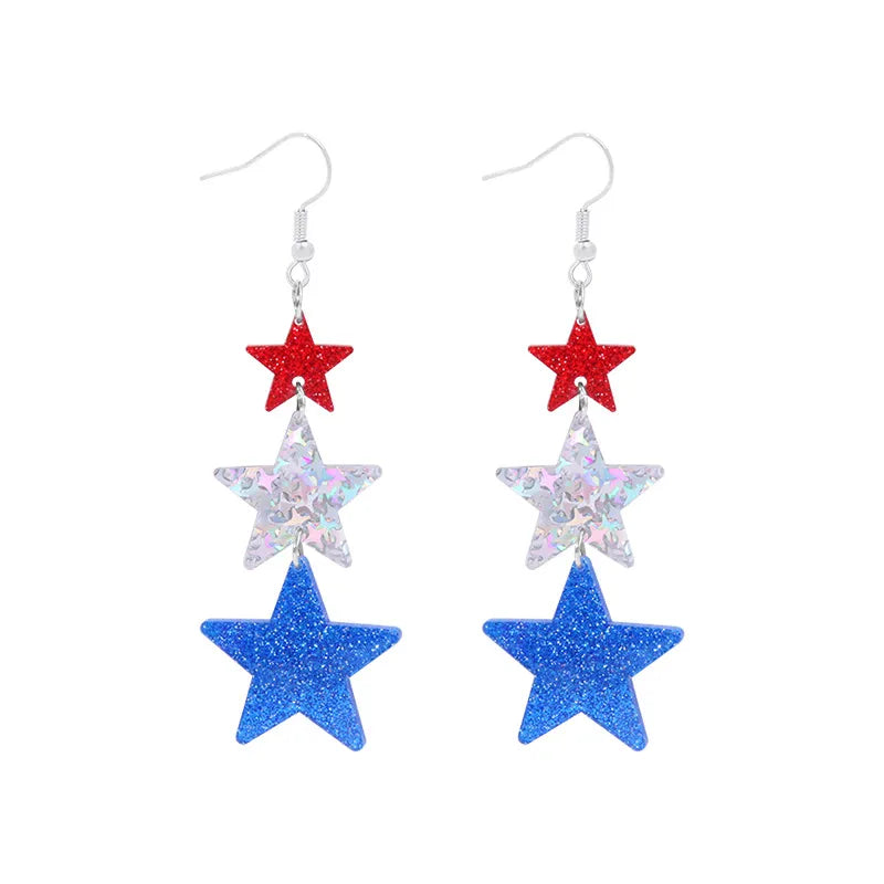 Wholesale Jewelry 1 Pair Ethnic Style American Flag Alloy Hoop Earrings Ear Hook