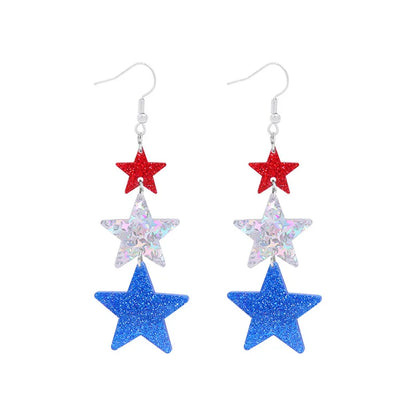 Wholesale Jewelry 1 Pair Ethnic Style American Flag Alloy Hoop Earrings Ear Hook