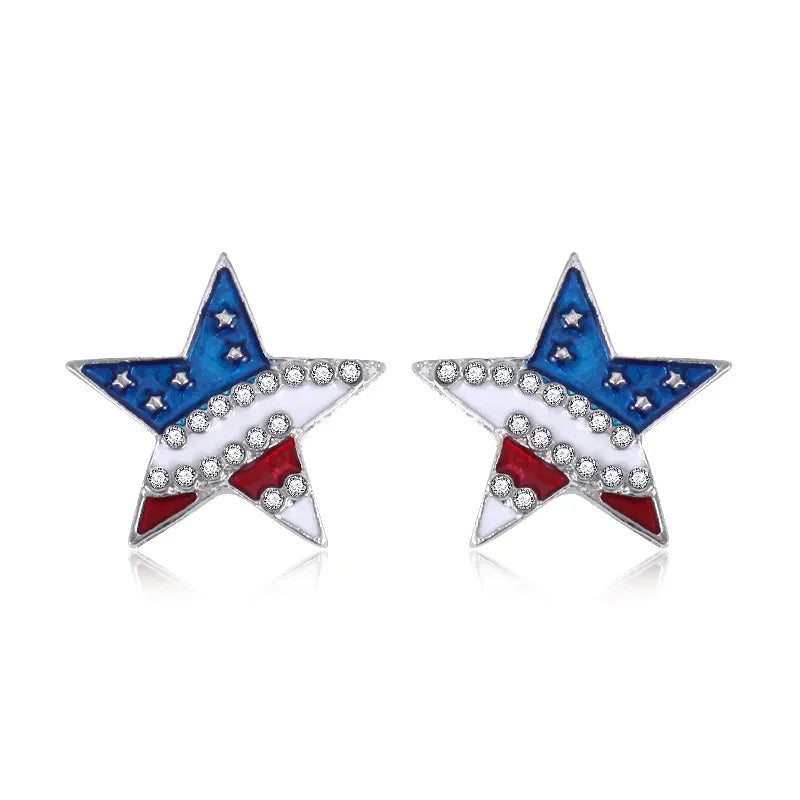 Wholesale Jewelry 1 Pair Ethnic Style American Flag Alloy Hoop Earrings Ear Hook