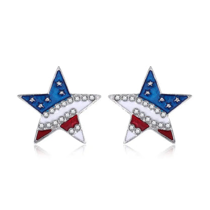 Wholesale Jewelry 1 Pair Ethnic Style American Flag Alloy Hoop Earrings Ear Hook