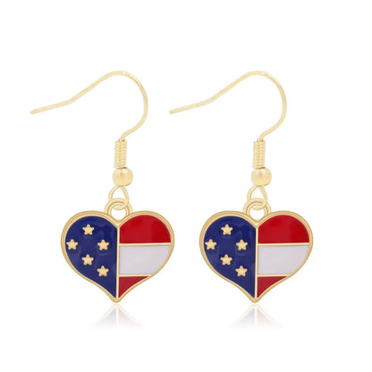 Wholesale Jewelry 1 Pair Ethnic Style American Flag Alloy Hoop Earrings Ear Hook