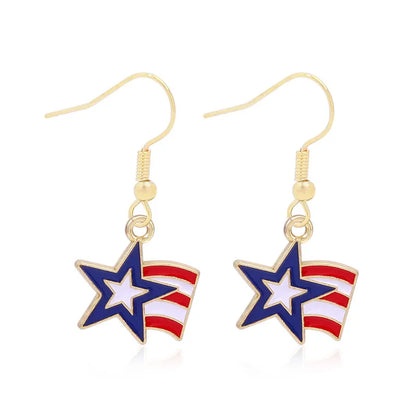 Wholesale Jewelry 1 Pair Ethnic Style American Flag Alloy Hoop Earrings Ear Hook