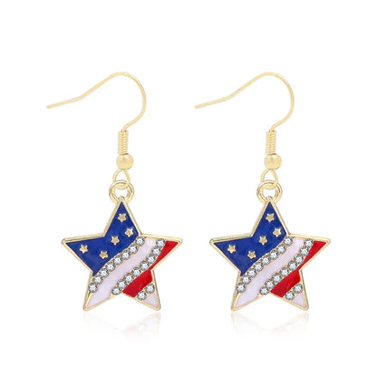 Wholesale Jewelry 1 Pair Ethnic Style American Flag Alloy Hoop Earrings Ear Hook